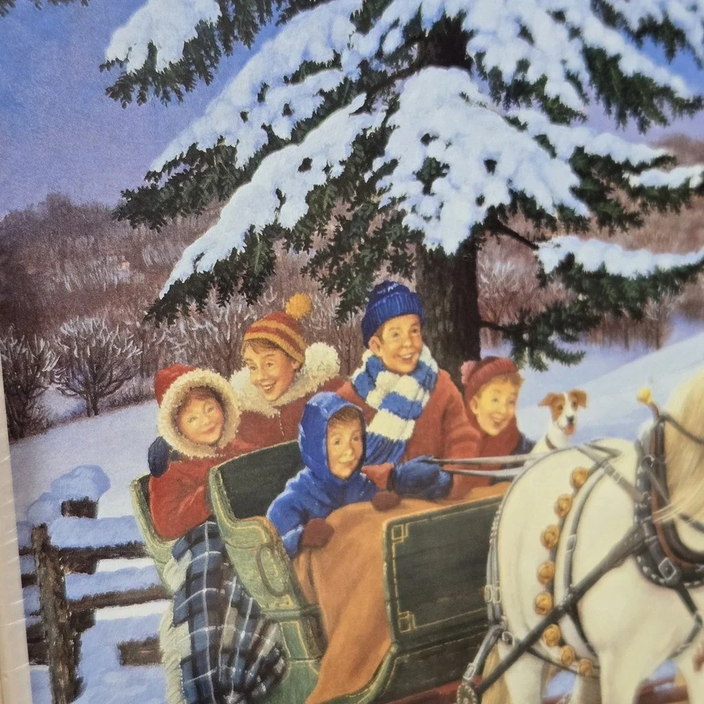 NEW SEALED Family Sleigh Ride Jigsaw Puzzle John Sloane 1000 Pc Bits and Pieces‎
